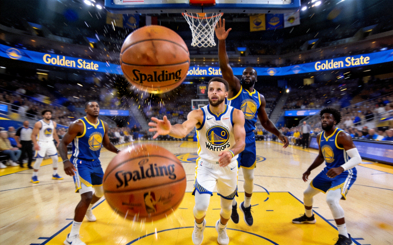 金州勇士队NBA篮球比赛团队配合画面